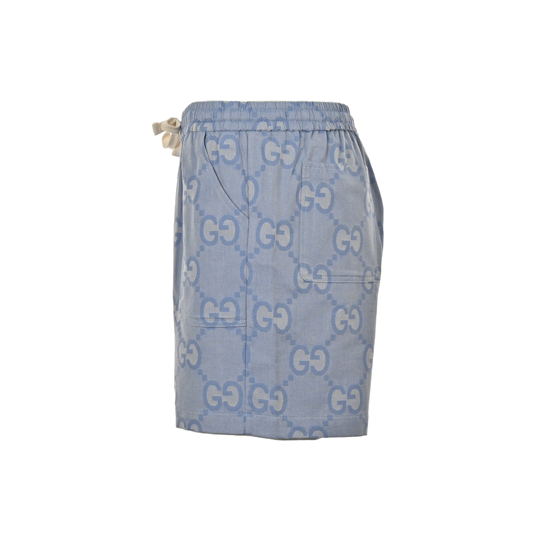Gucci 24ss Haze Blue Full Print Double G Jacquard Suit Shorts