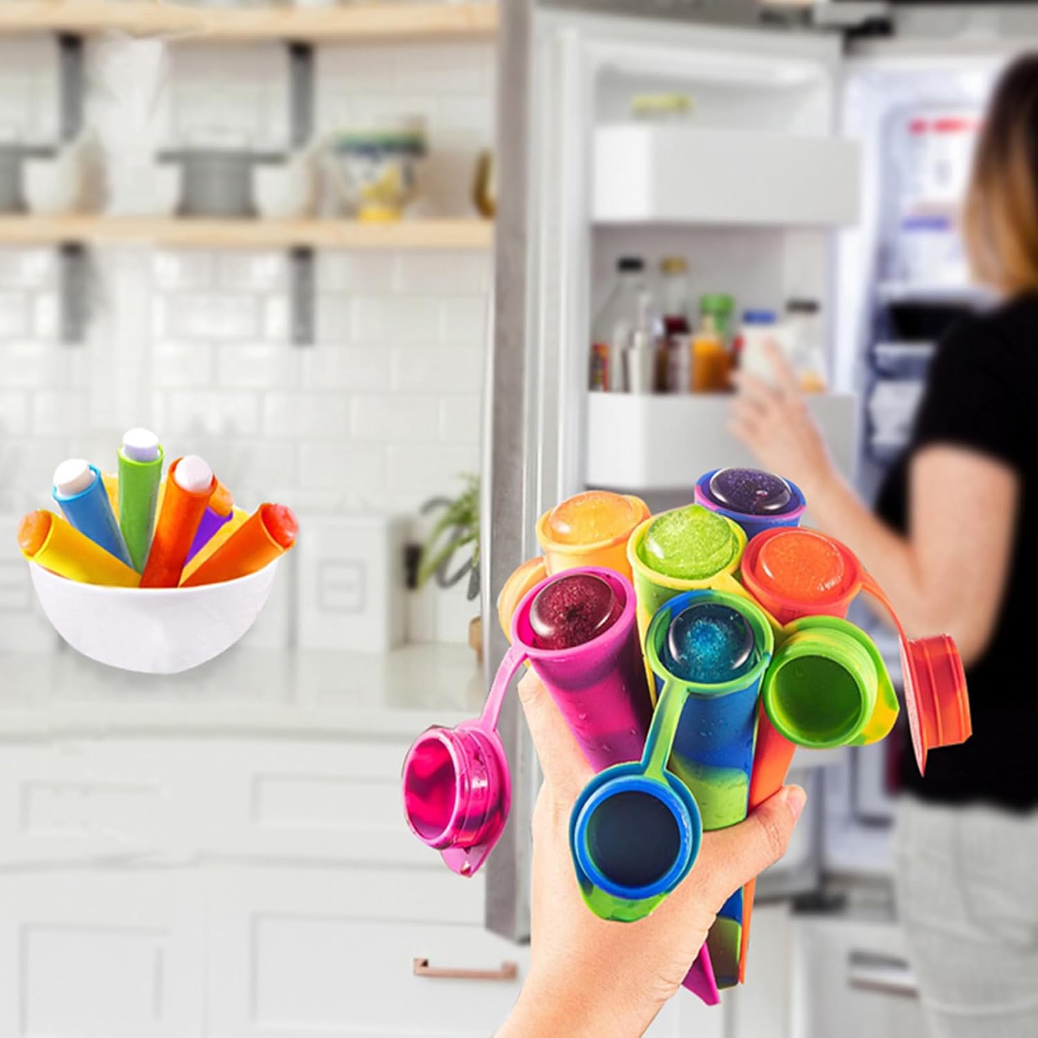 🔥On Sale🔥Food Grade Silicone Ice Popsicle Molds With Lids 6 Pack
