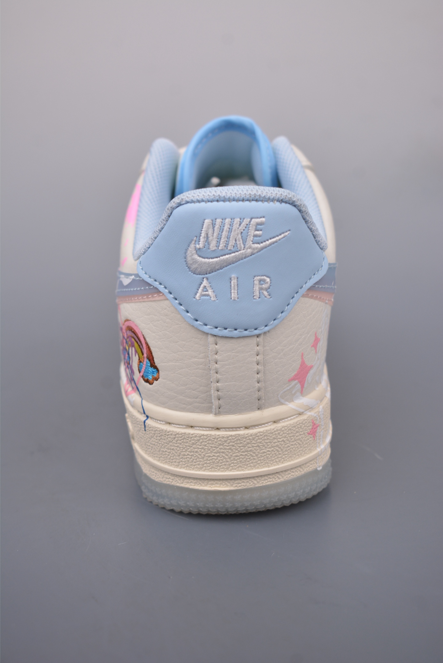 Nike Air Force 1 07 LV8 Low Sneakers Graffiti Blue Pink Heart CW1574-058
