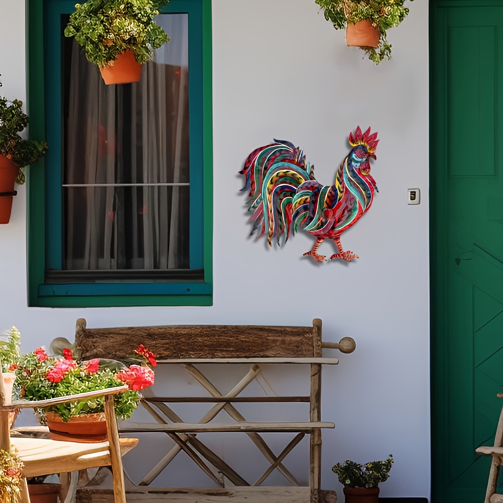 🐓 Handcrafted Colorful Metal Rooster Wall Art