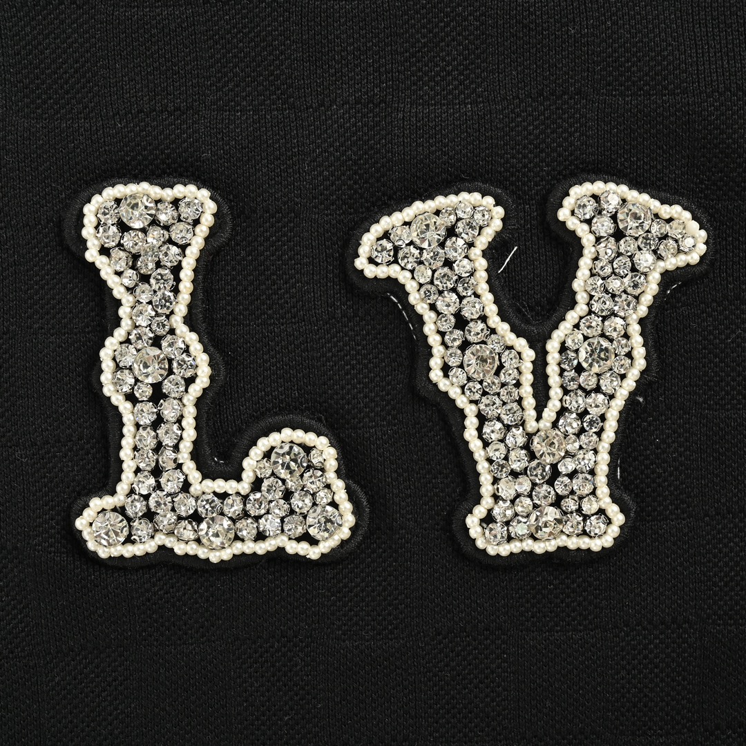 Louis Vuitton 24ss rhinestone lettering logo short sleeve