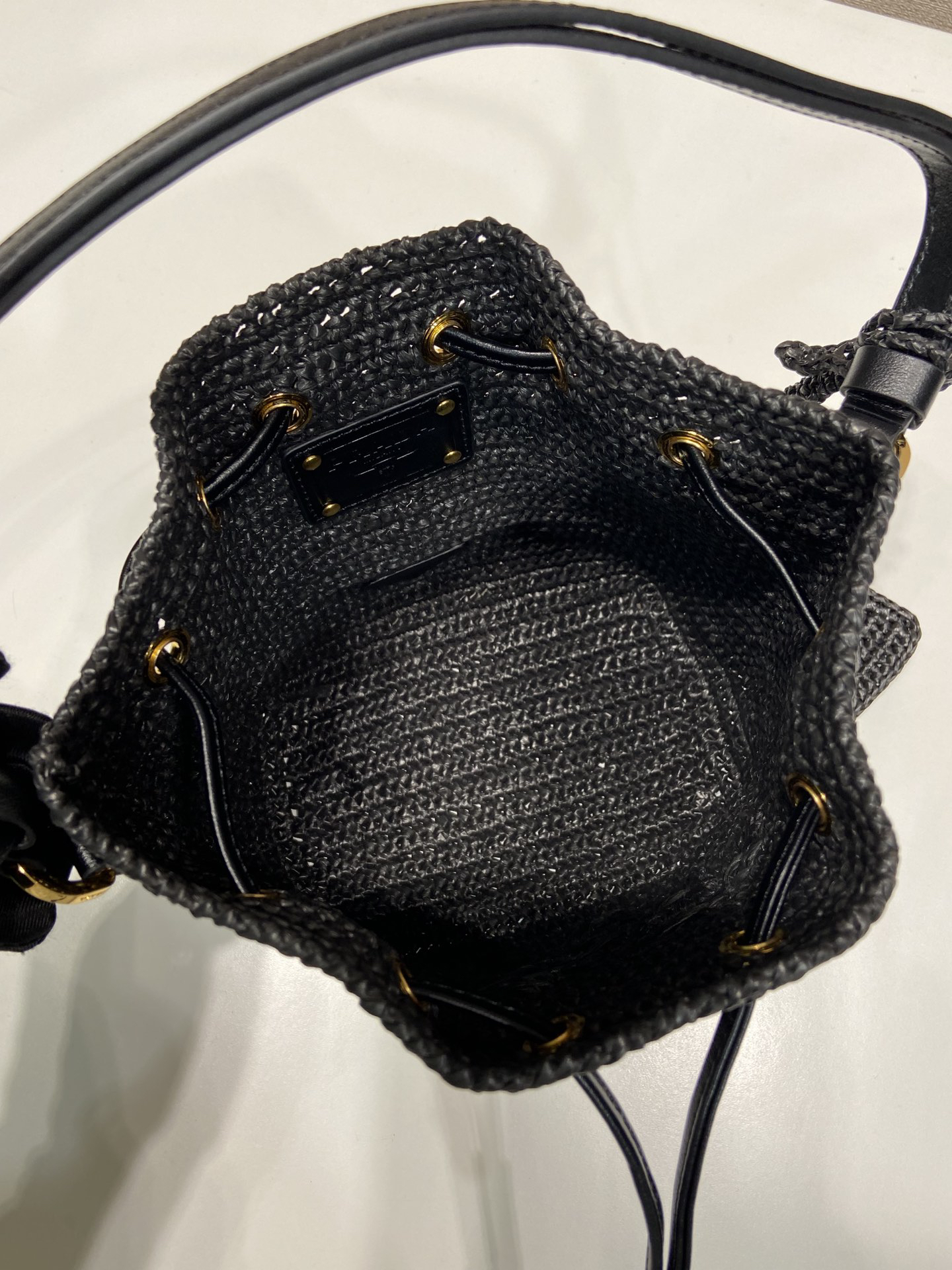 Prada Straw Bucket Bag 1BE068