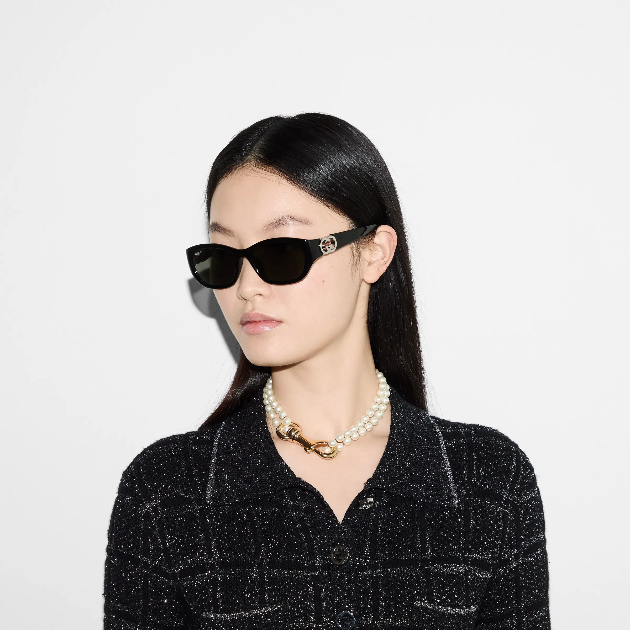 Gucci low bridge fitted rectangular frame sunglasses