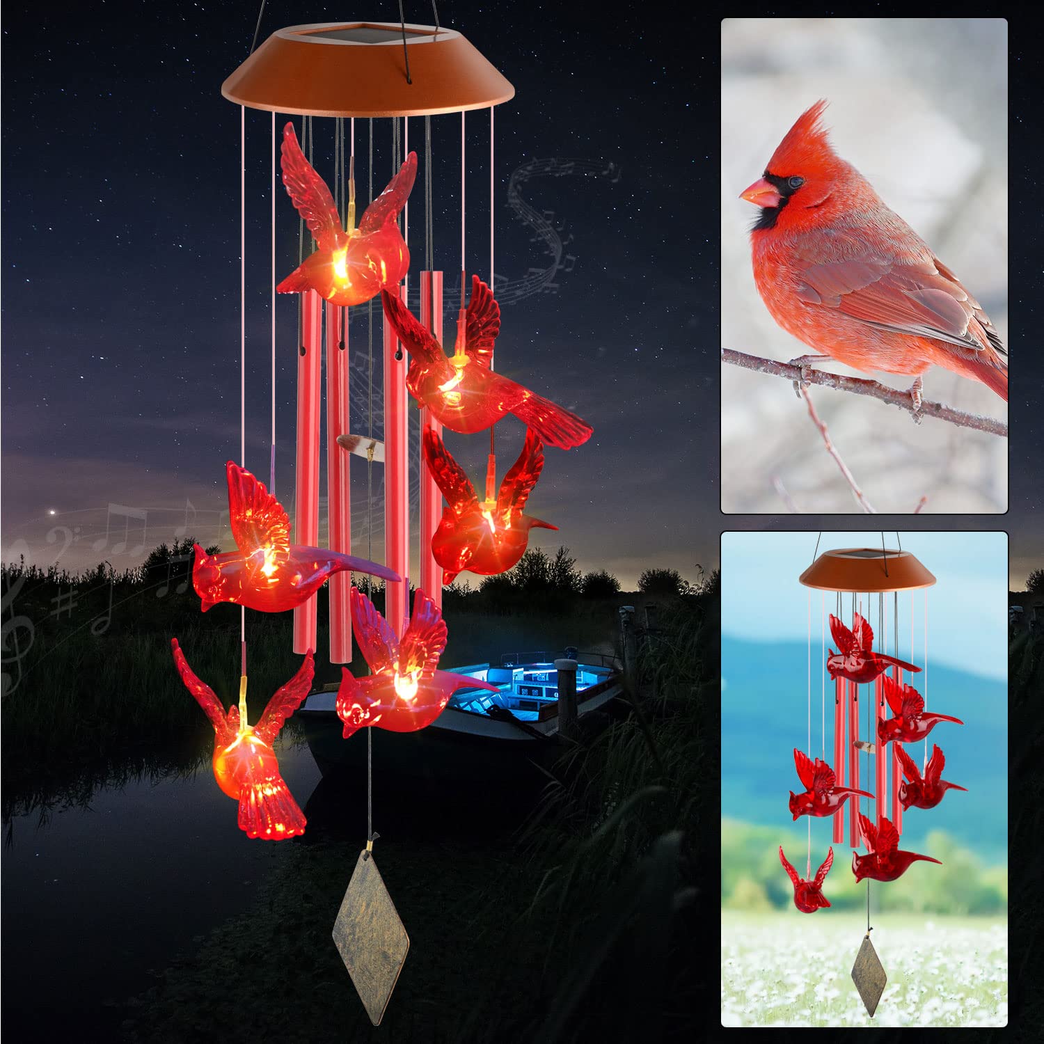🔥On Sale 49% OFF🔥Solar Cardinals Wind Chimes