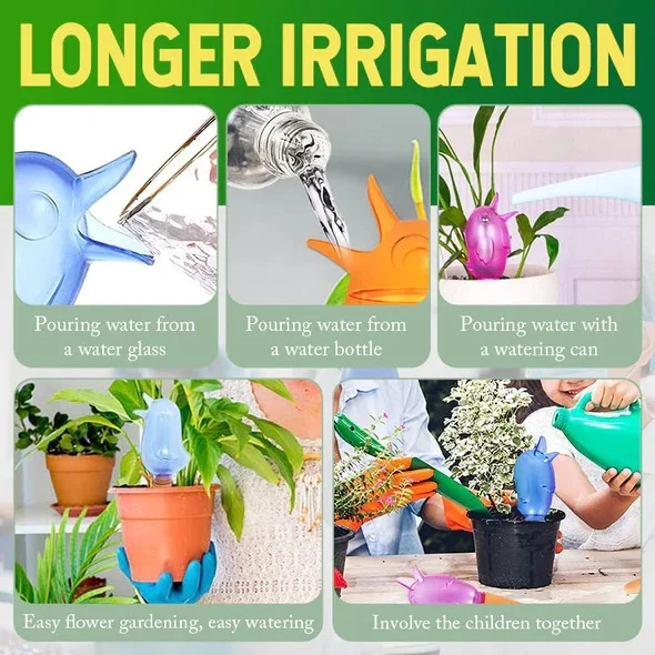 Self Watering Spike Planter Drip Watering Bird (Set Of 4 Pcs)