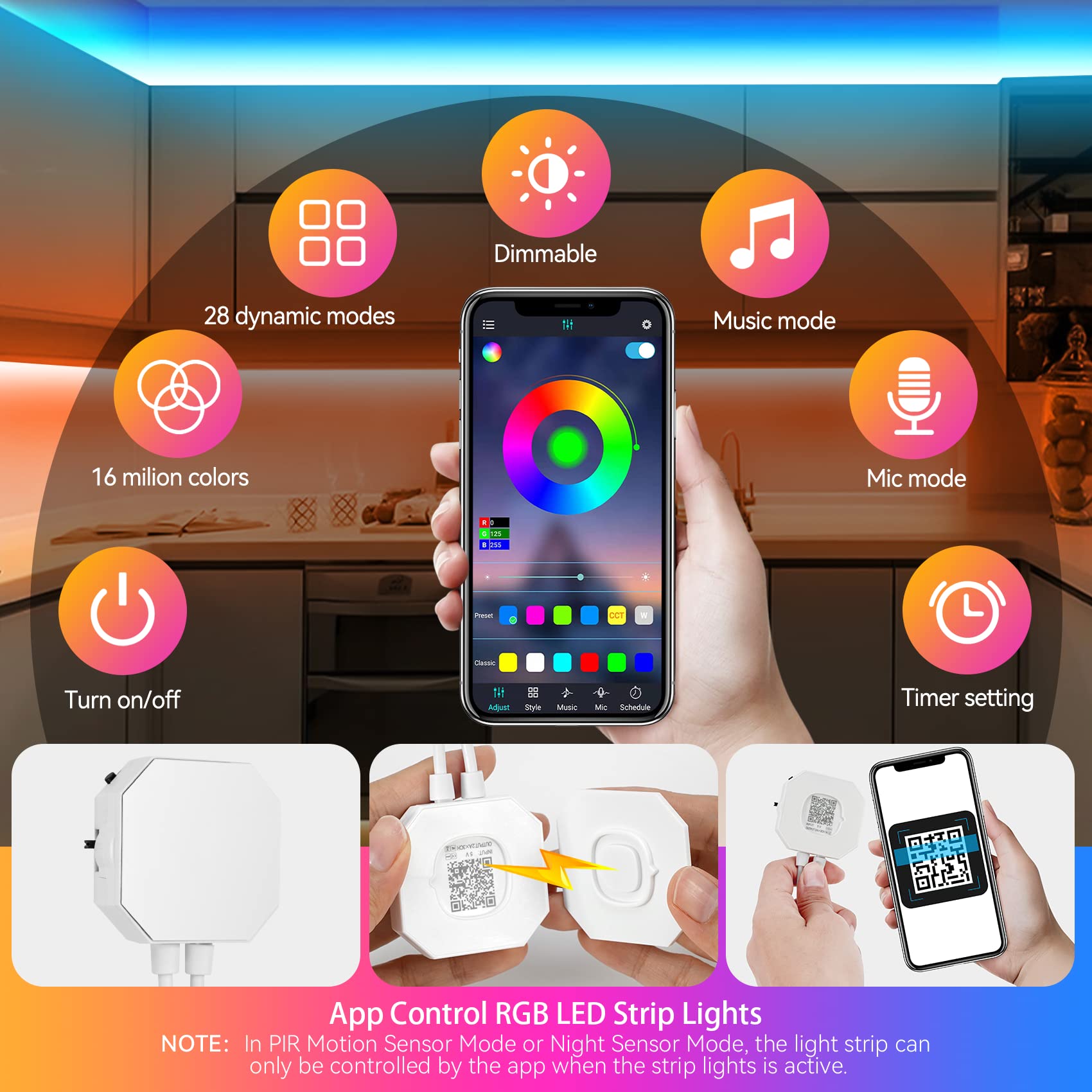 🔥Last Day 50% OFF🔥Motion Sensor RGB LED Strip Lights