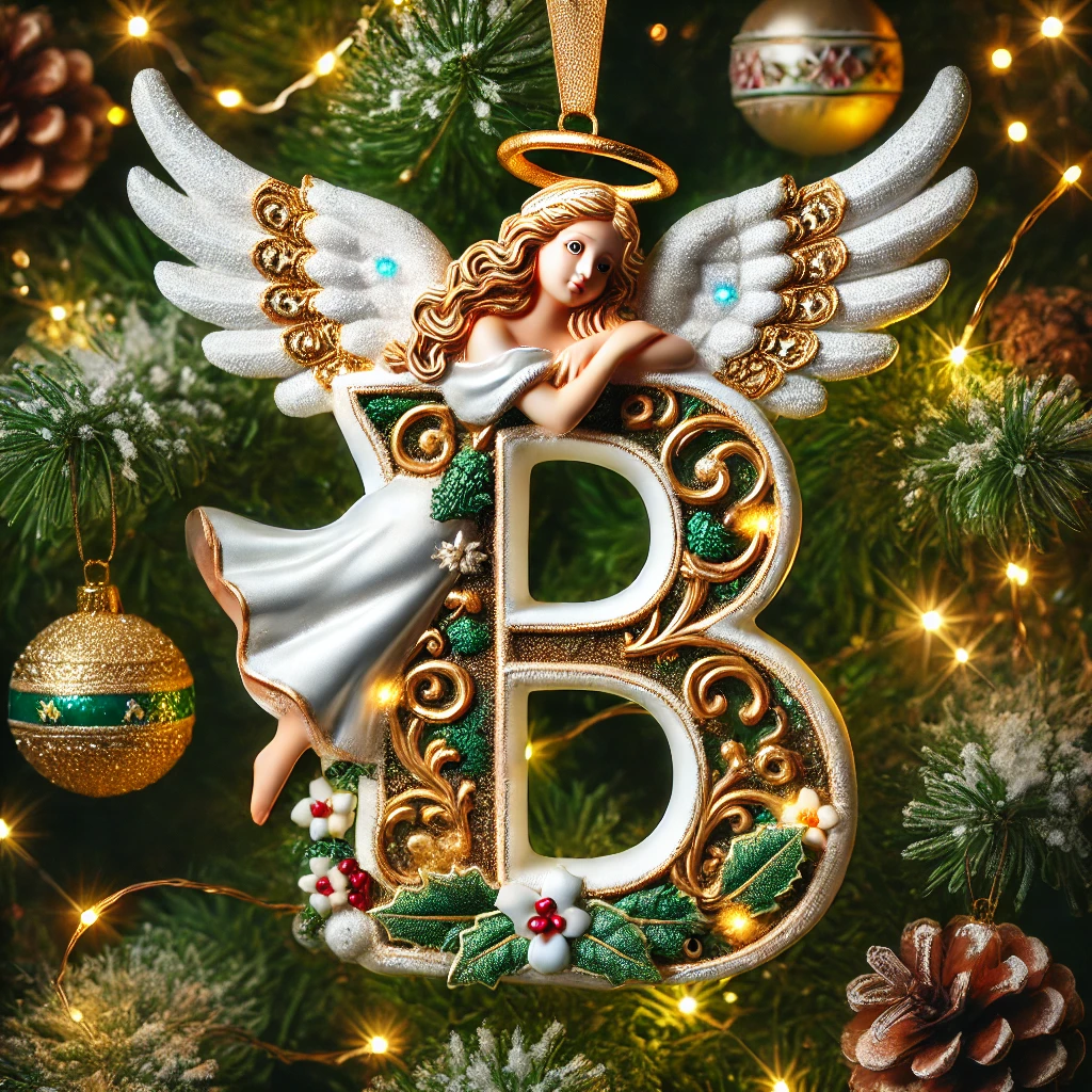 Angel Initial Christmas Ornaments