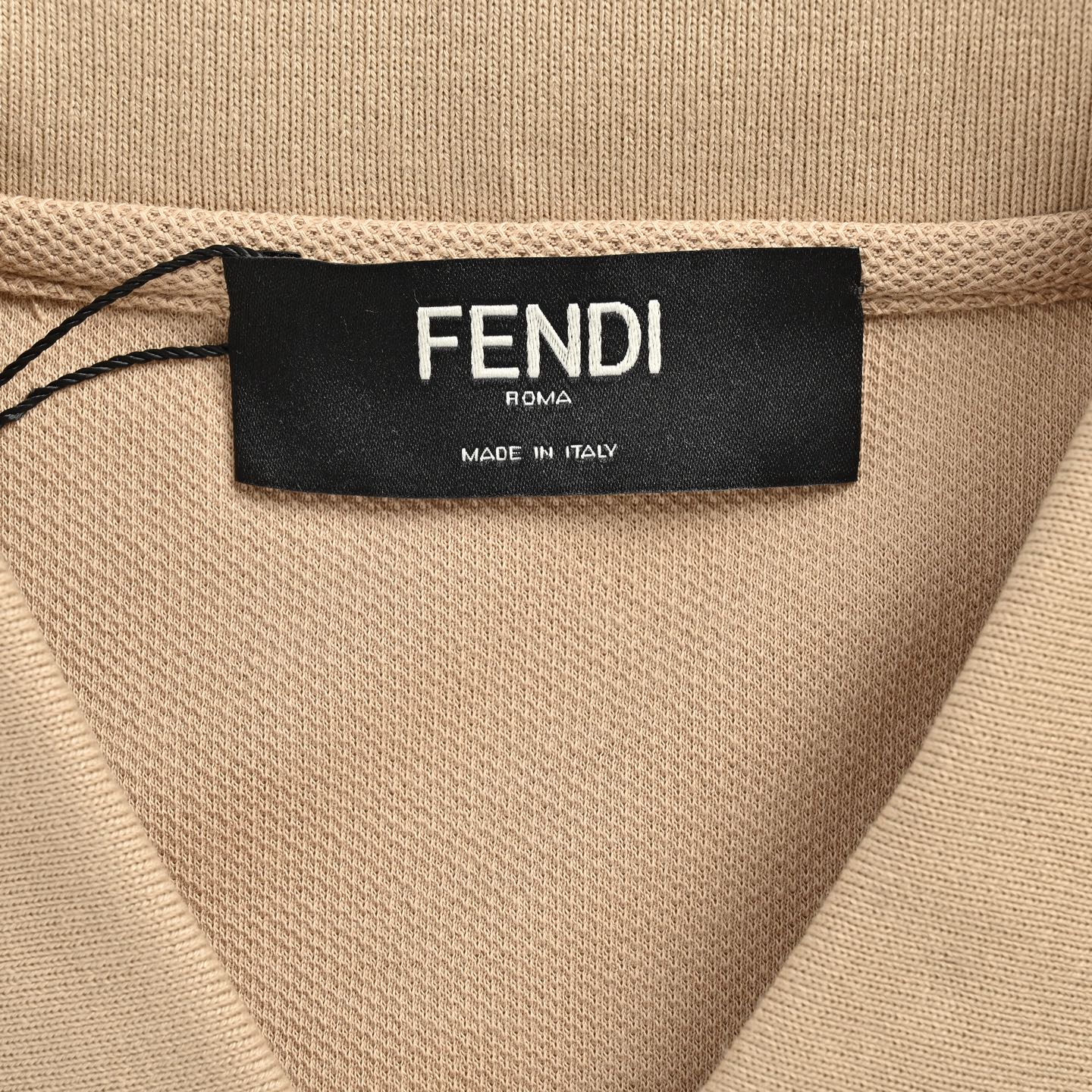Fendi leather trim pocket zip polo short sleeve