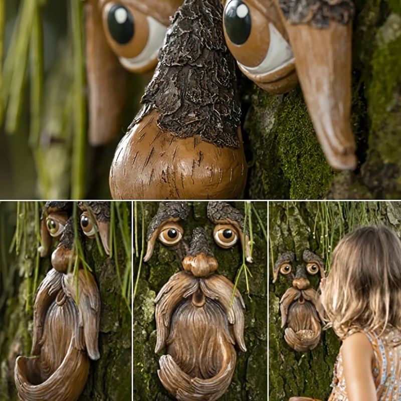 1pc, Resin Tree Face Bird Feeder, Outdoor Tree Hugger Sculpture Wild Life Bird Feeder, Whimsical Garden Decoration, Home Decor, Holiday Decor, Outdoor Decor, Yard Decor, Garden Decor, Summer Decor