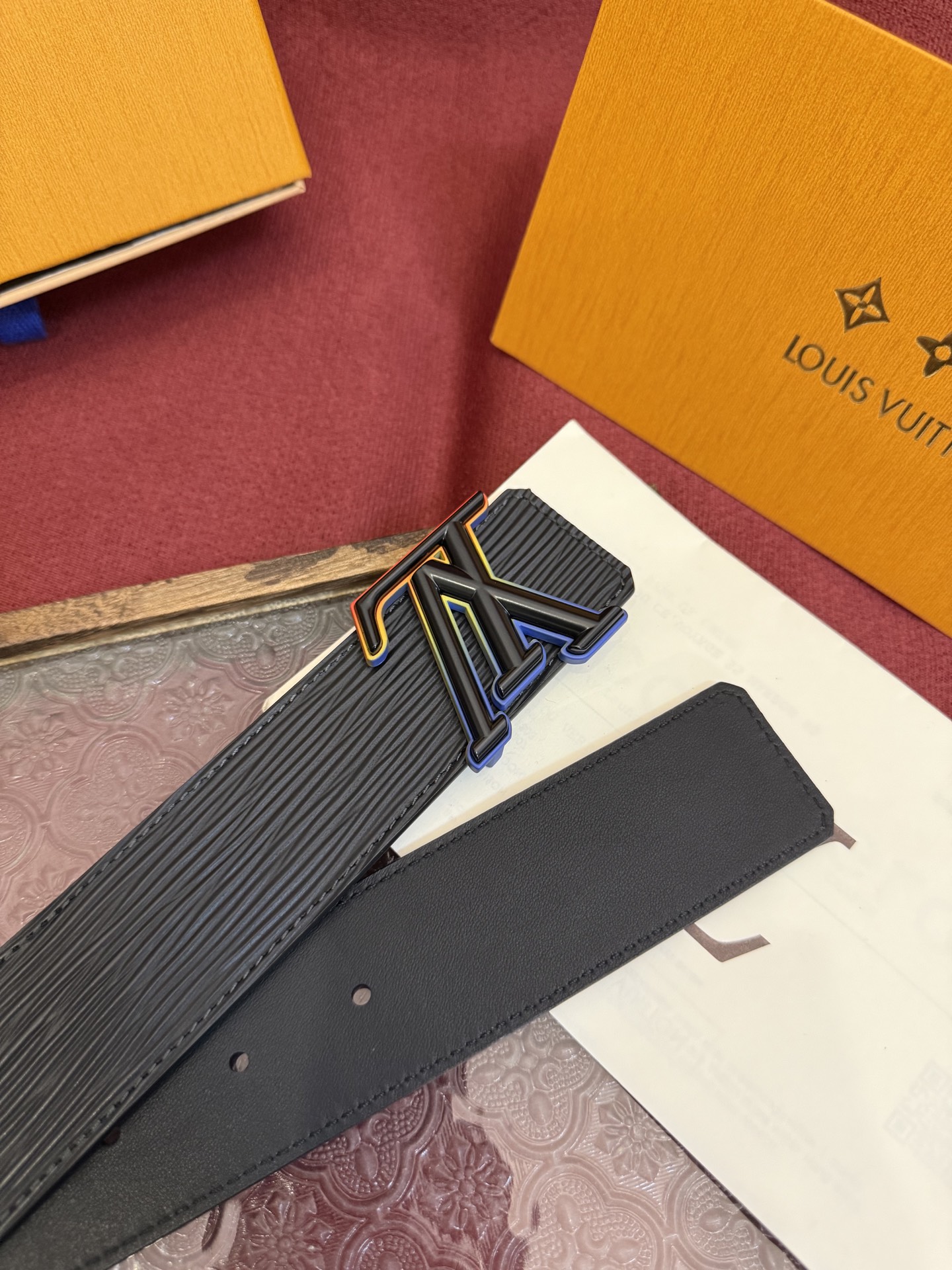 Louis Vuitton Classic Embossed Double-Sided Men's Belt 4CM Width