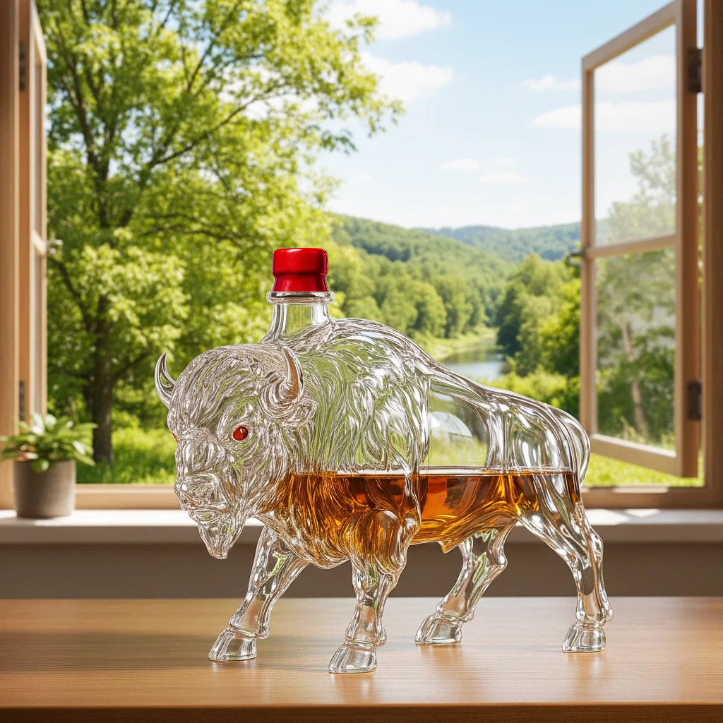 Bison shaped whisky bottle