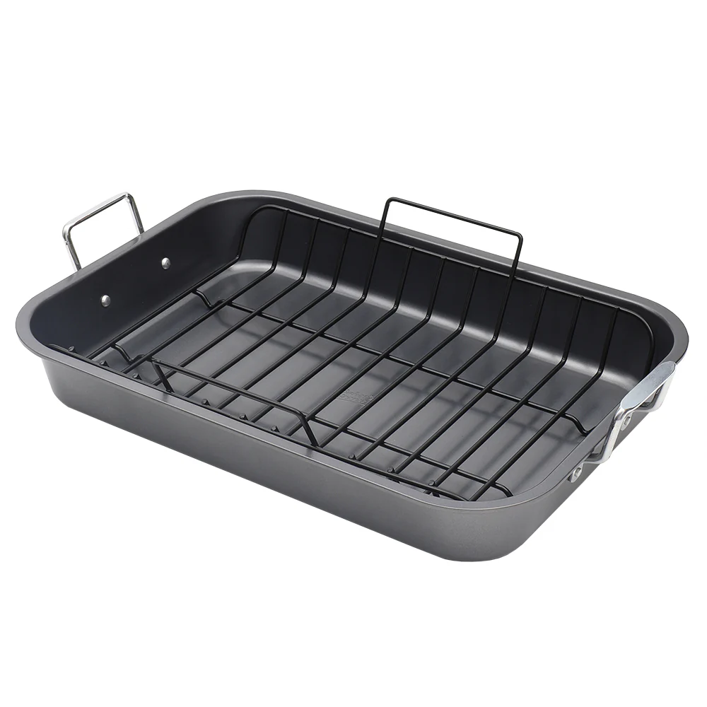 Baker..s Secret Enhanced 20-inch x 14-inch Non-Stick Steel Roaster Pan with Rack