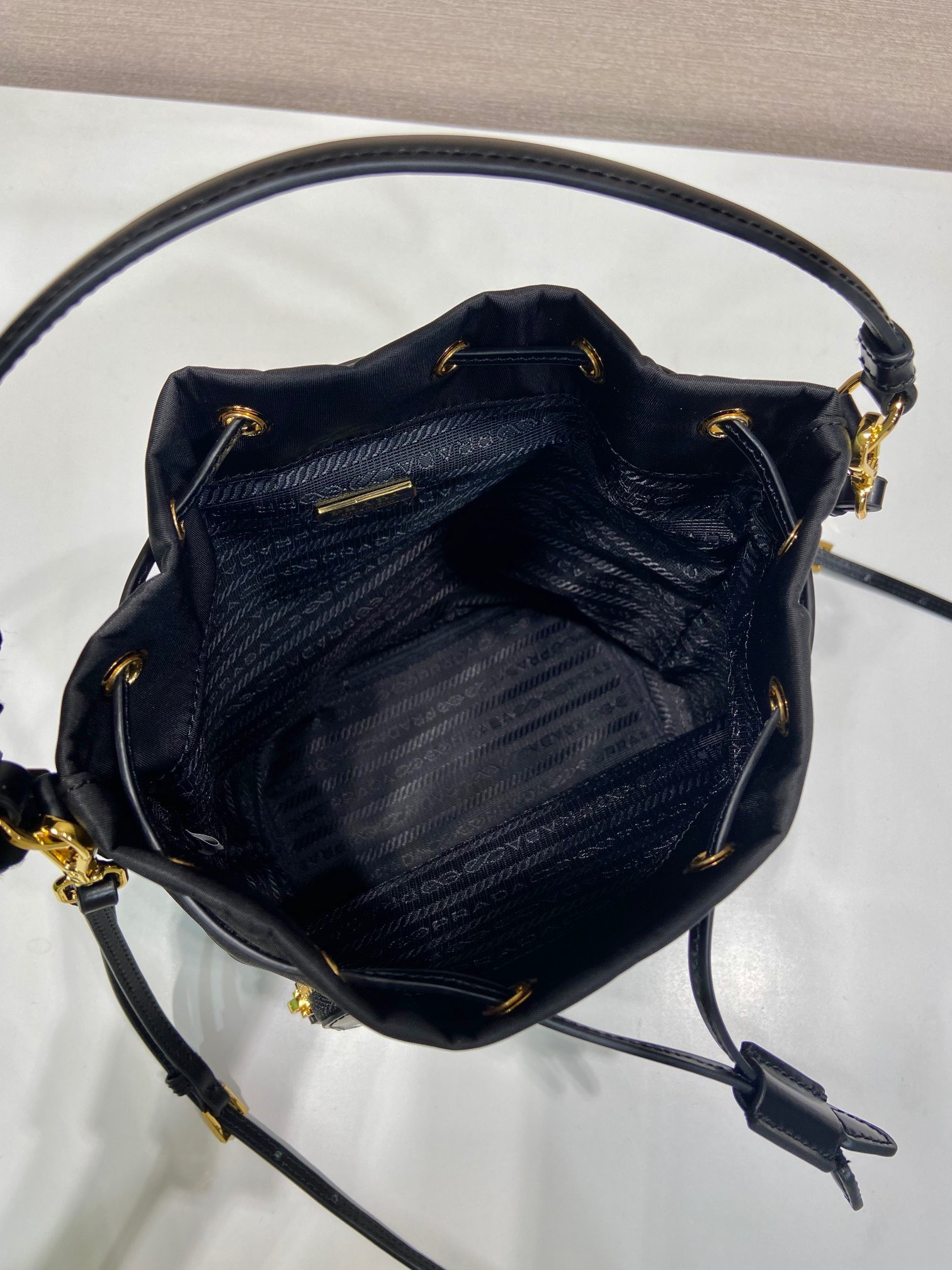 Prada Shiny Nylon Bucket Bag 1BH038