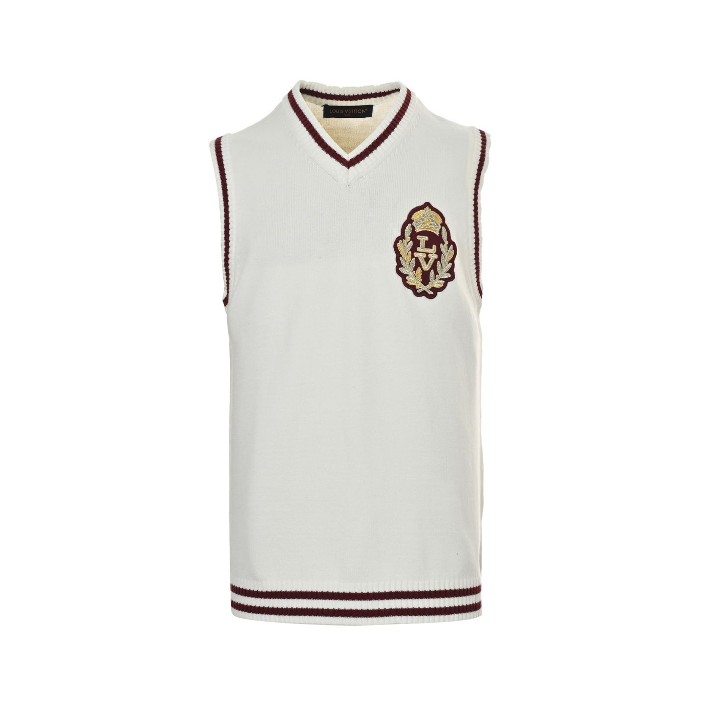 Louis Vuitton 25ss badge contrast lettering embroidered knitted vest