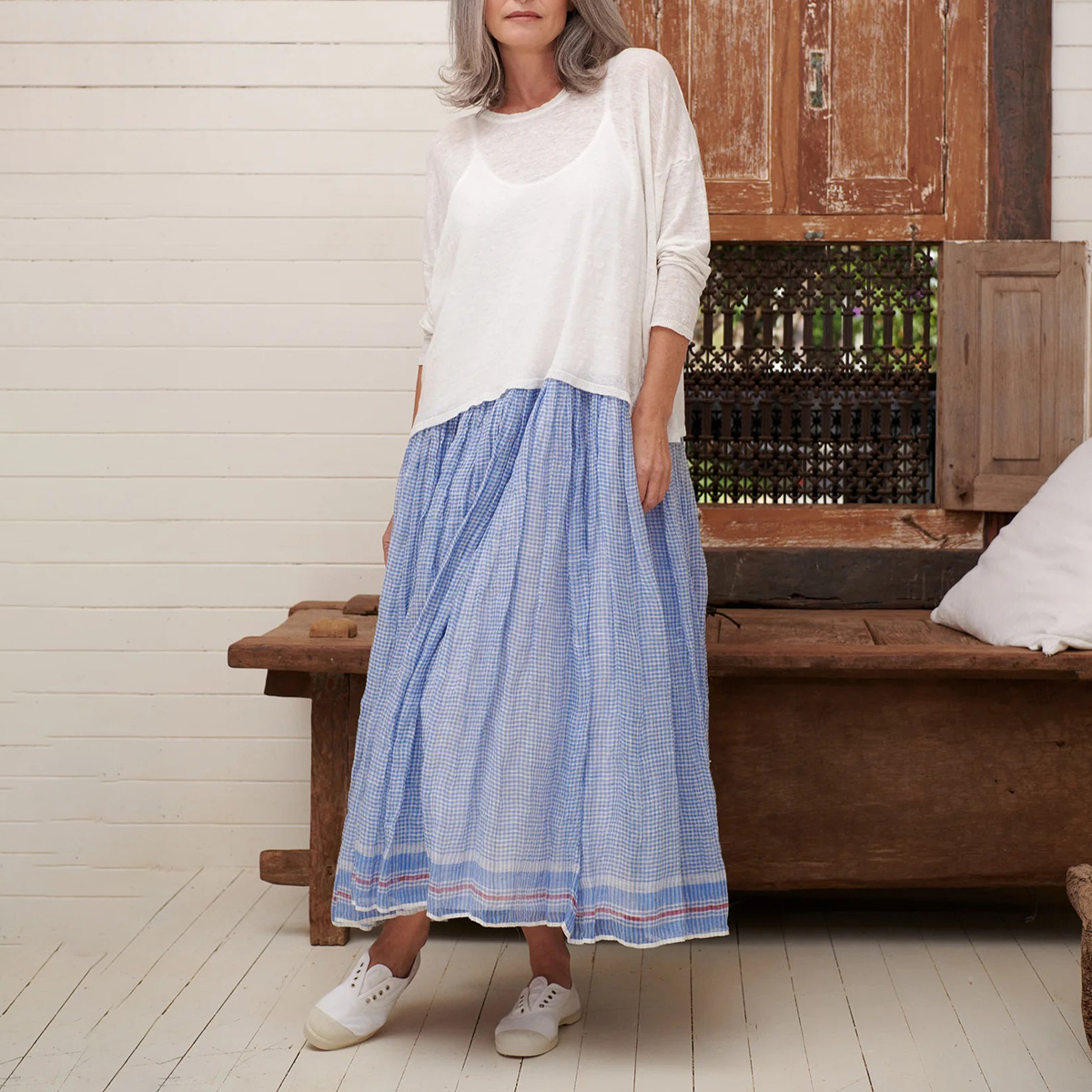 Plaid Patchwork Comfortable Casual Versatile Suspender Midi Dress