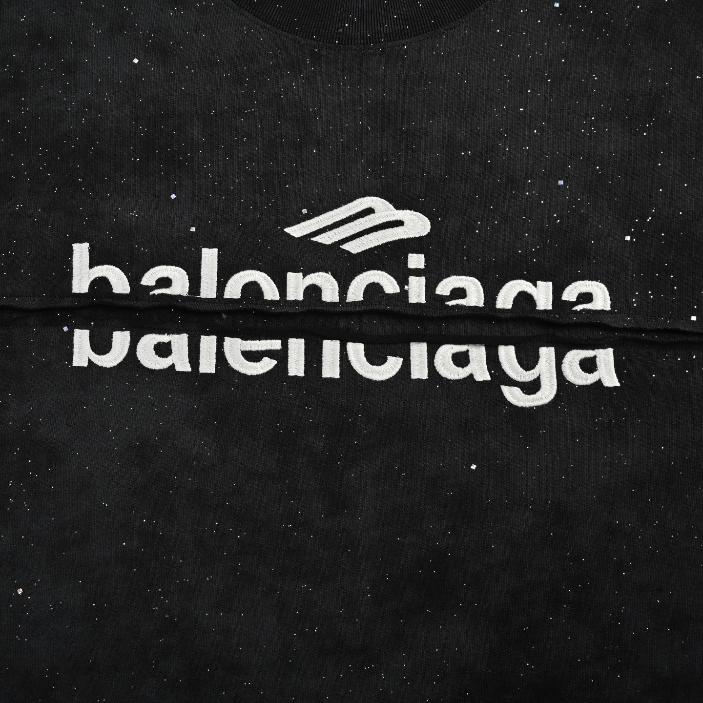 Balenciaga 25ss rendering starry sky embroidered letter short sleeve