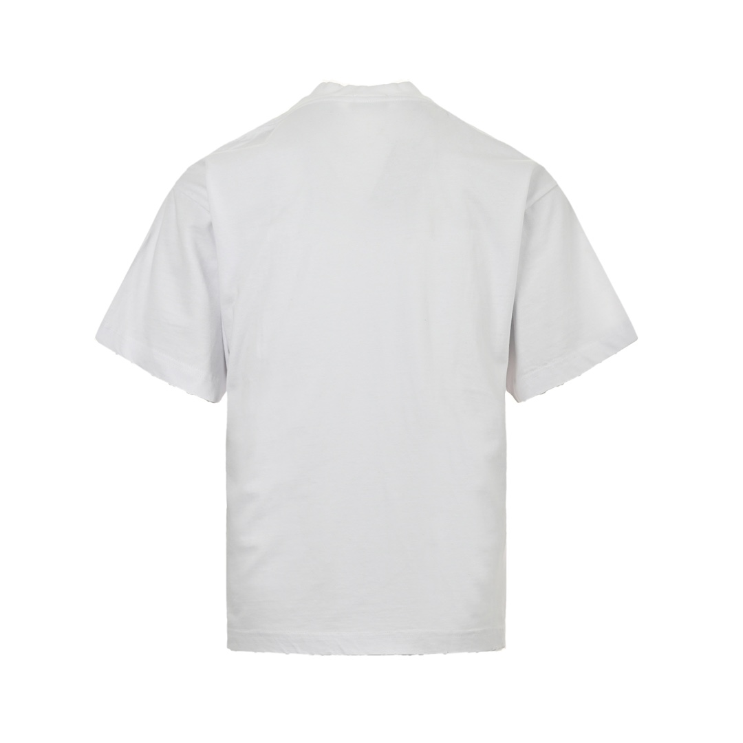 Balenciaga No Comments Cracked Print Ripped Short Sleeves