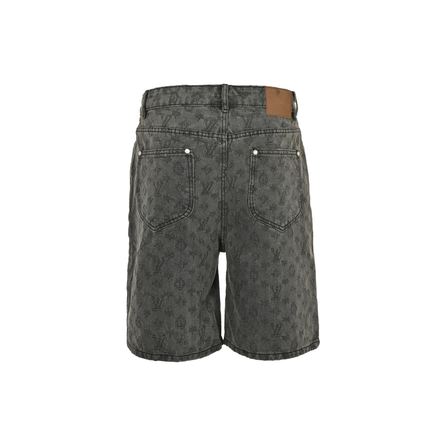 Louis Vuitton 25ss grey jacquard denim shorts with printed monogram
