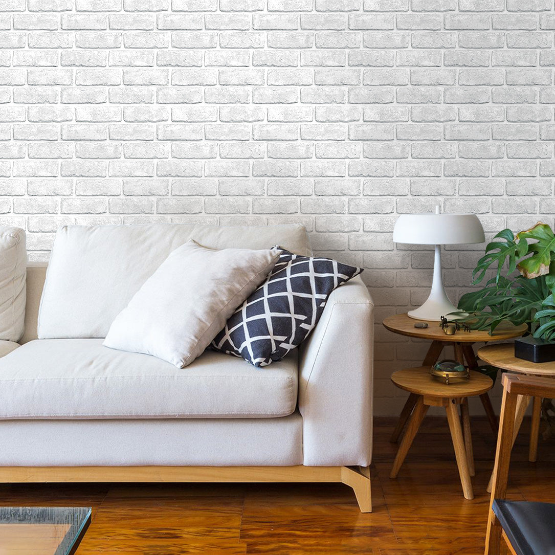 3D Vintage White Brick Peel and Stick Wall Tile