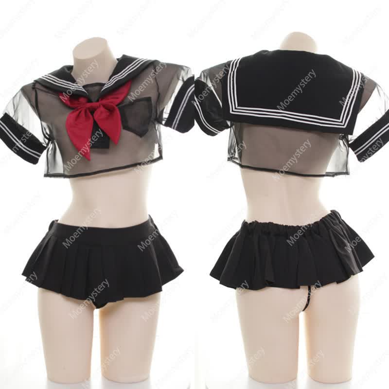 Sailor Collar Bow Knot Uniform Lingerie Set