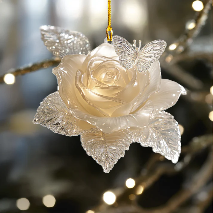 Gorgeous Crystal Rose Ornament