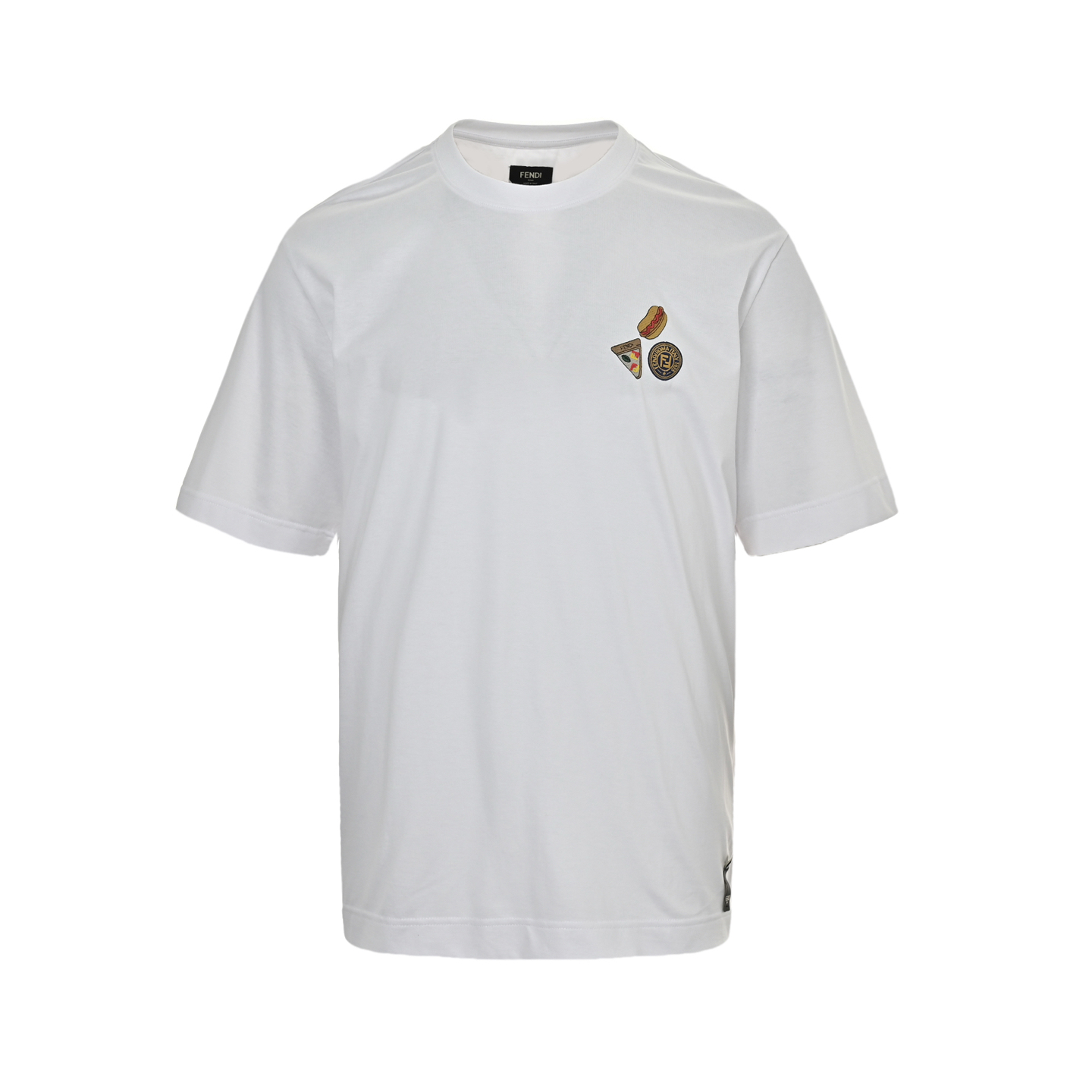 Fendi 25ss hot dog pizza badge embroidered short sleeve