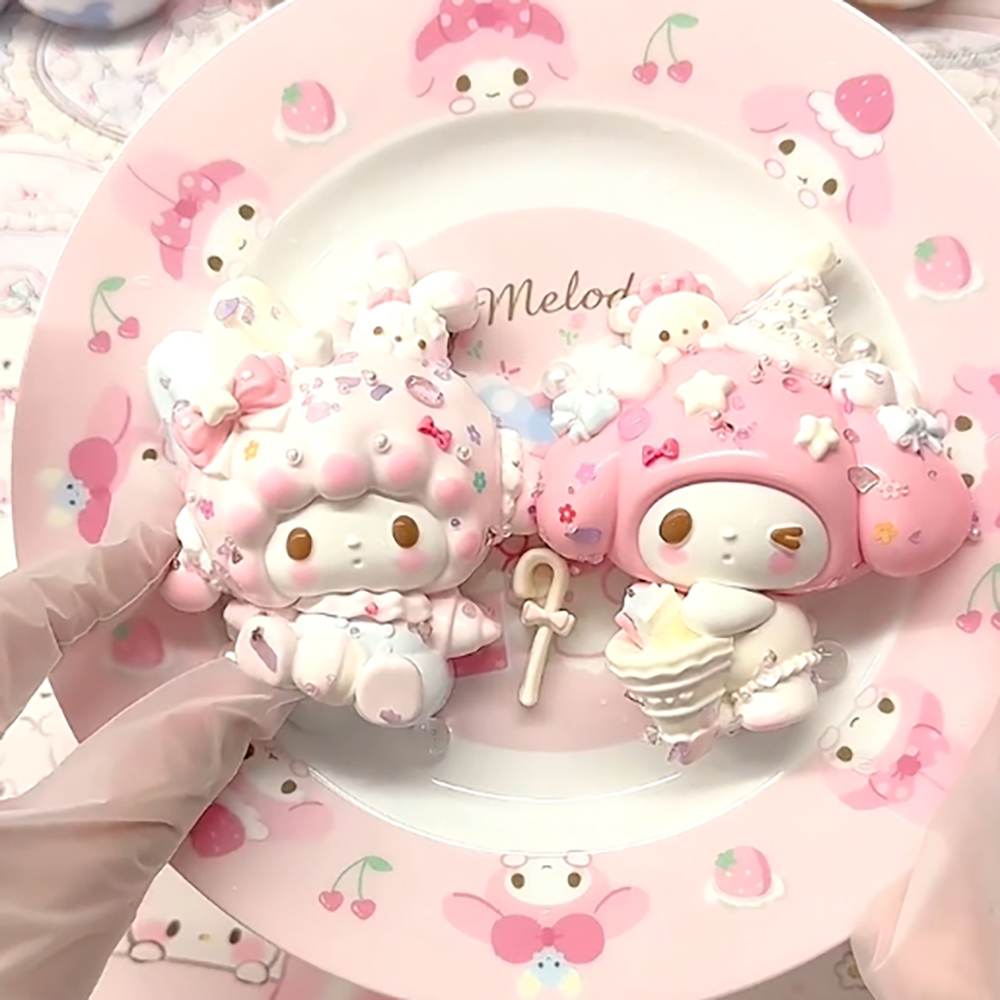 Kawaii Creamy Putty Sensory Toy - My Melody & Lamb Dual Pack, Non-Toxic Food Silicone Squeezer