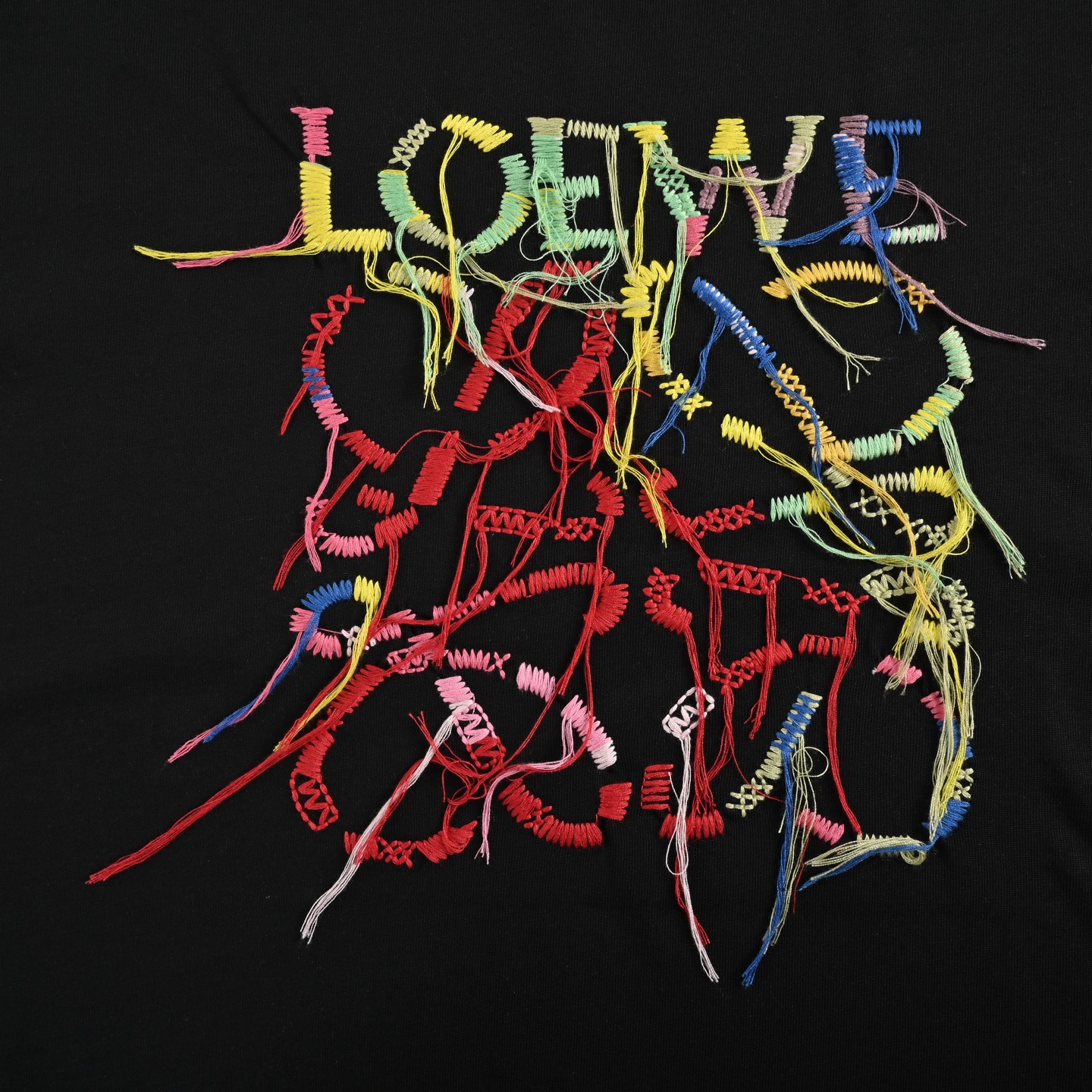 Loewe 25ss tassel embroidered letter logo short sleeve