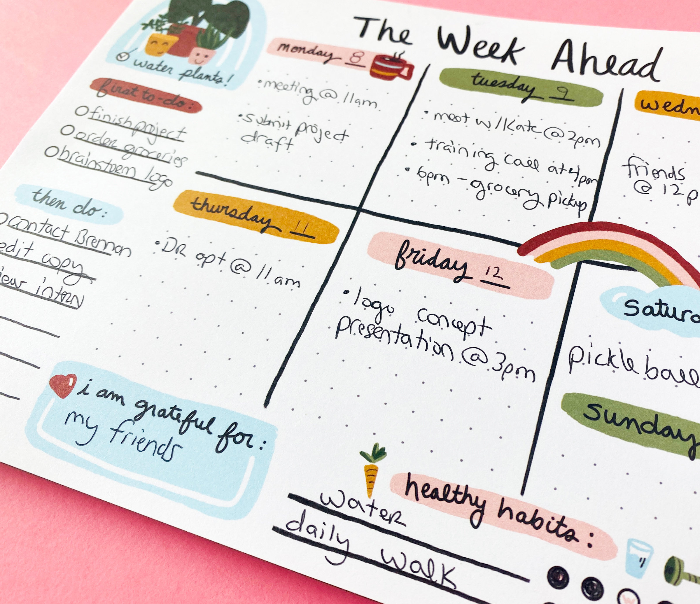 Week Ahead Notepad Planner