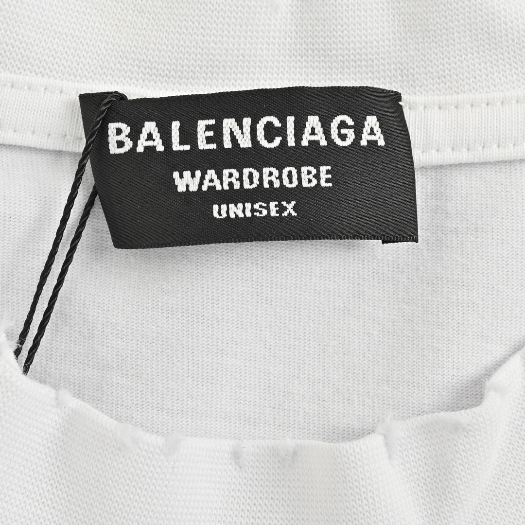Balenciaga No Comments Cracked Print Ripped Short Sleeves