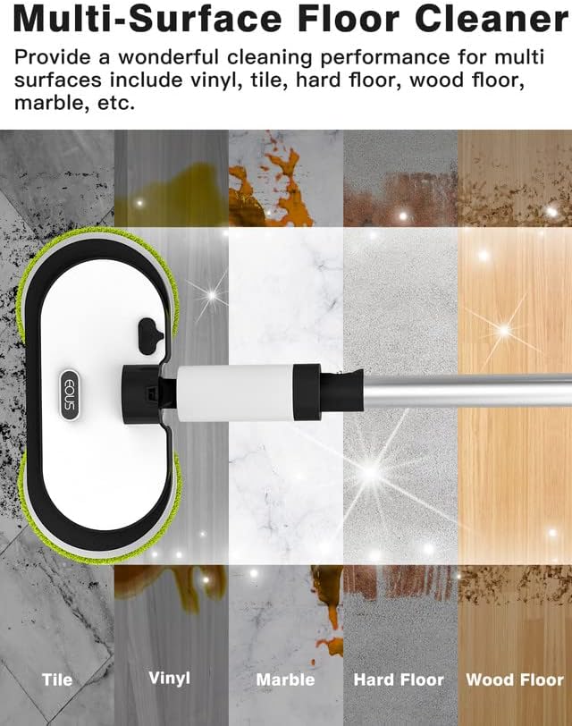 Eous Cordless Electric Mop Floor Cleaner with LED Headlight & Water Sprayer