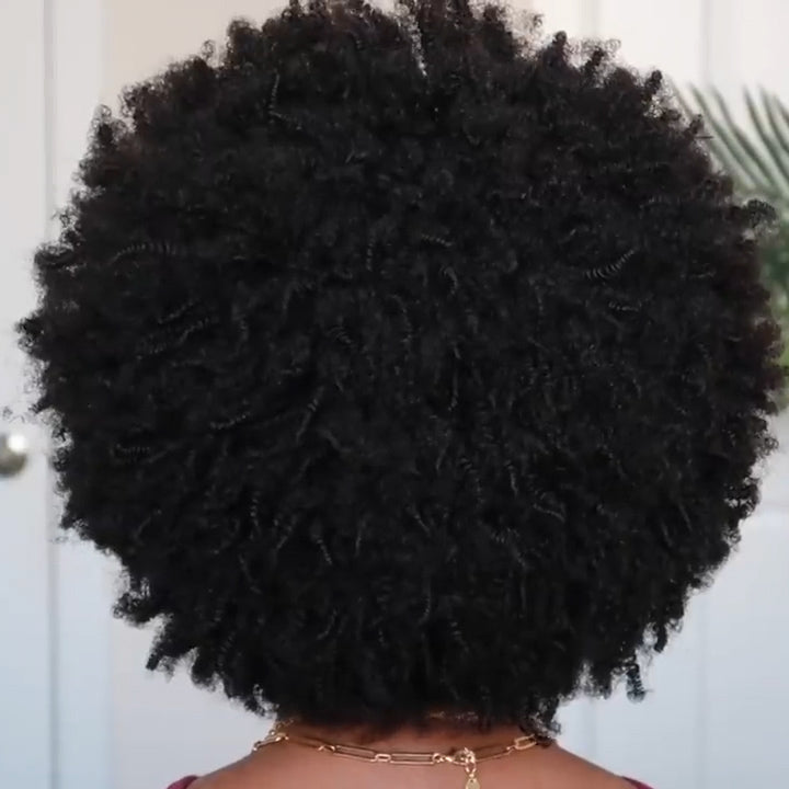 117 Women Short Spiral Curly Wig with Bangs for African American