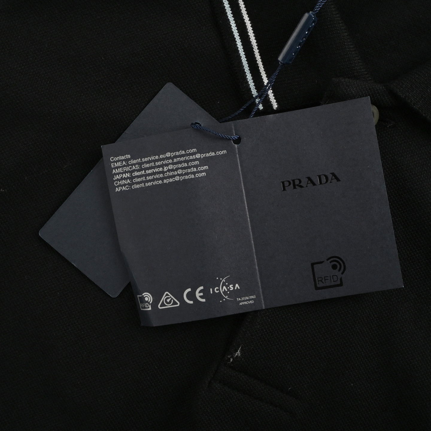 Prada 25ss black triangle logo Polo short sleeve