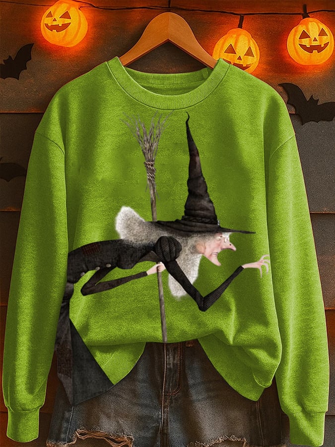 🔥Buy 3 Get 10% Off🔥Women's Witch Print Round Neck Sweatshirt