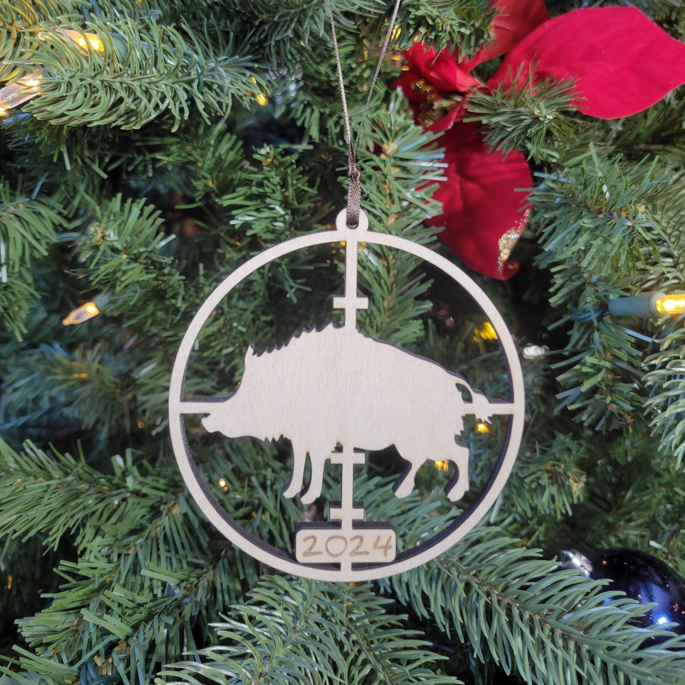 Wooden Hunting Christmas 2024 Tree Ornament