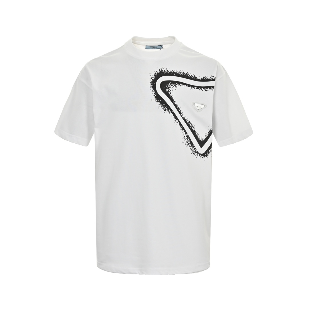 Prada 24ss triangle logo print short sleeves