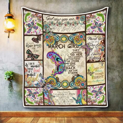 March Girl. I Am The Storm. Butterfly Quilt Blanket