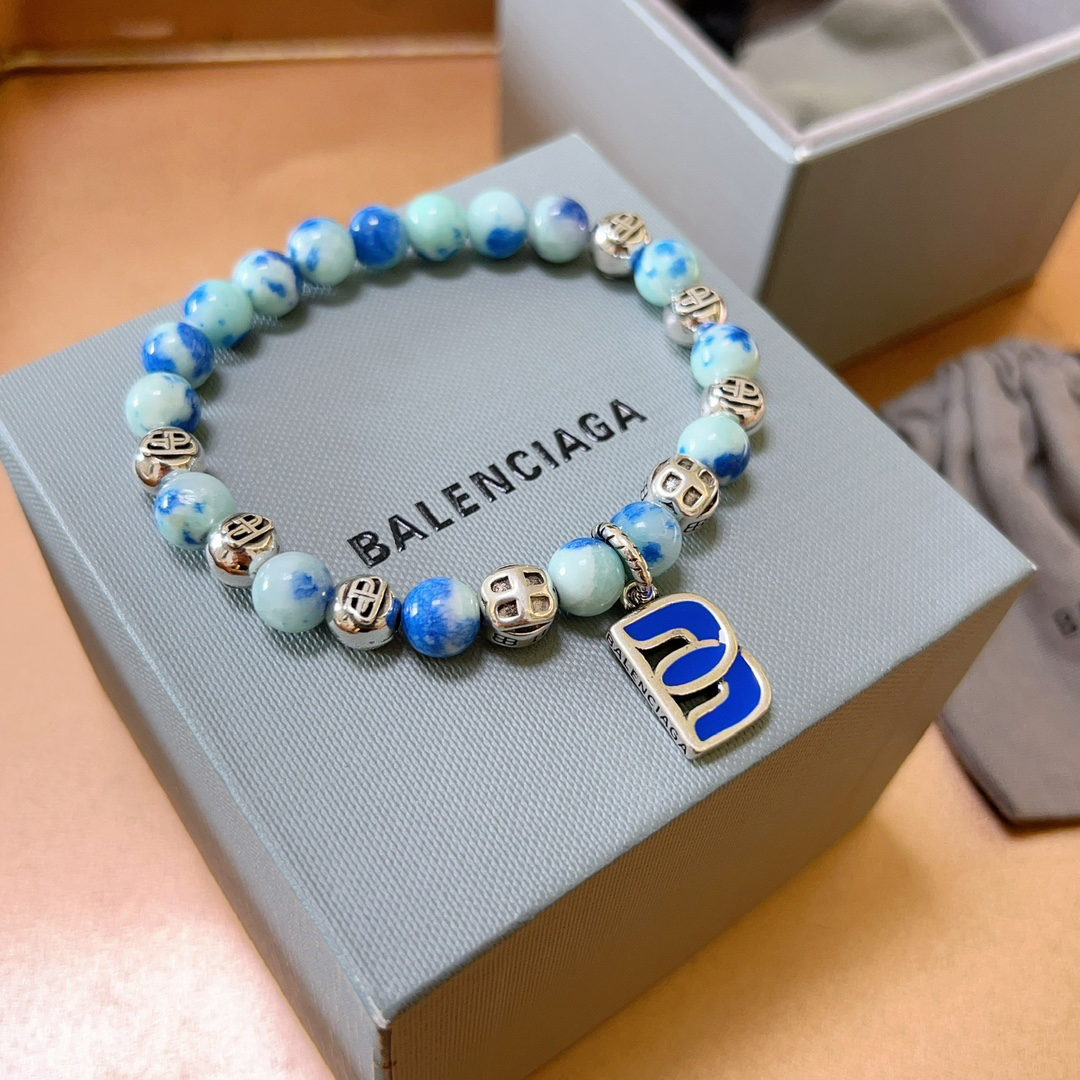 Balenciaga Natural Stone Thai Silver Style Bracelet