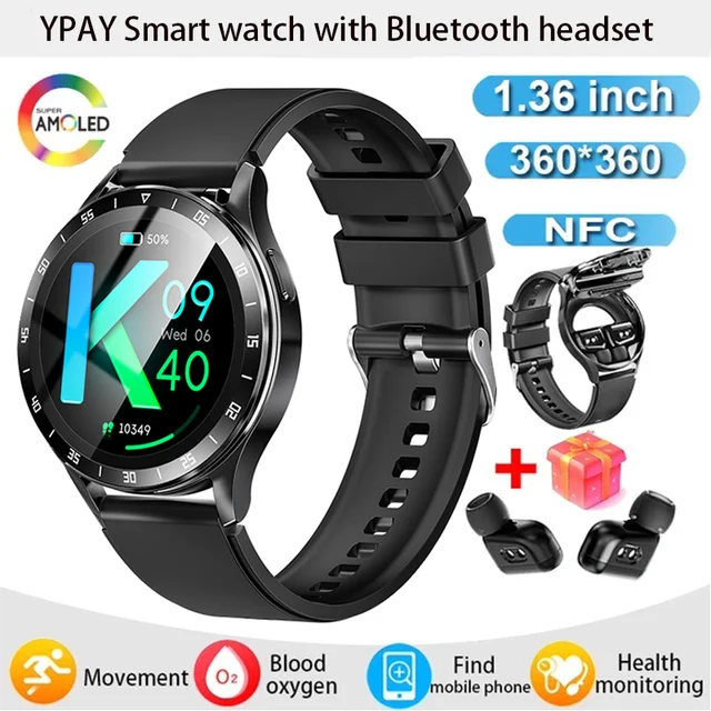 New wireless Bluetooth headset 2-in-1 HD Bluetooth Calling Smartwatch NCF Heart rate Blood pressure Monitor Sports smartwatch