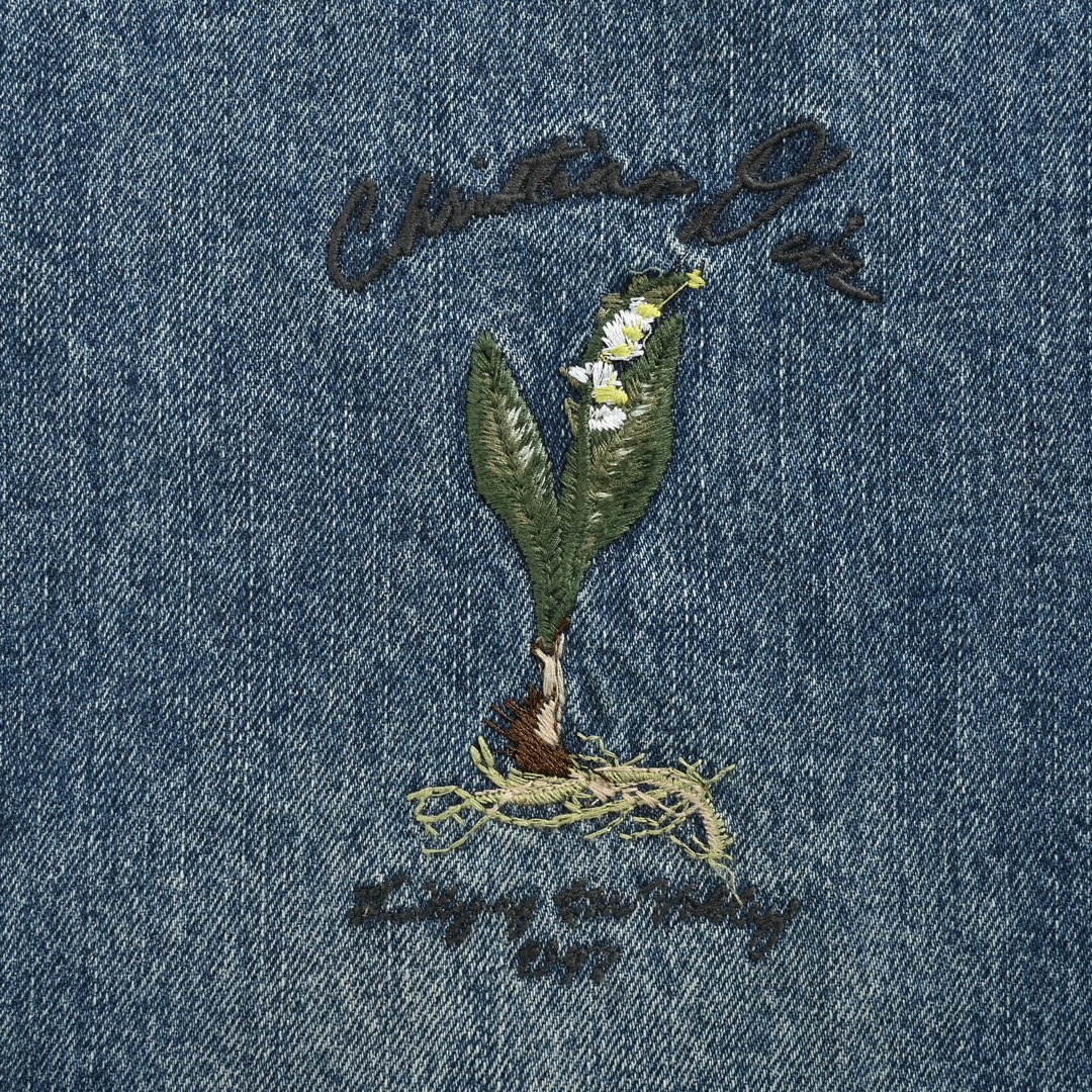 Dior 24Fw floral and plant embroidered denim jacket