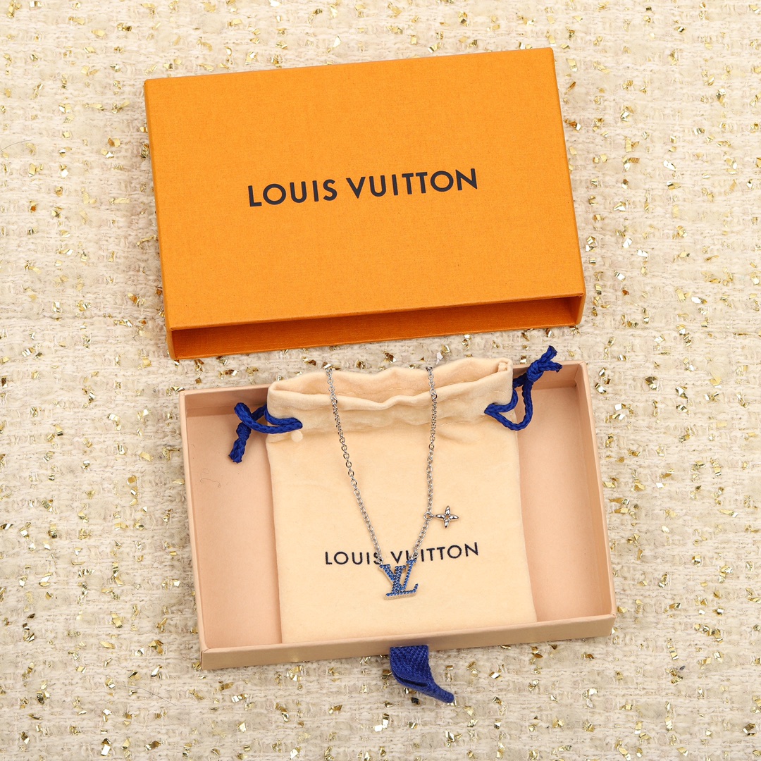 Louis Vuitton logo diamond necklace