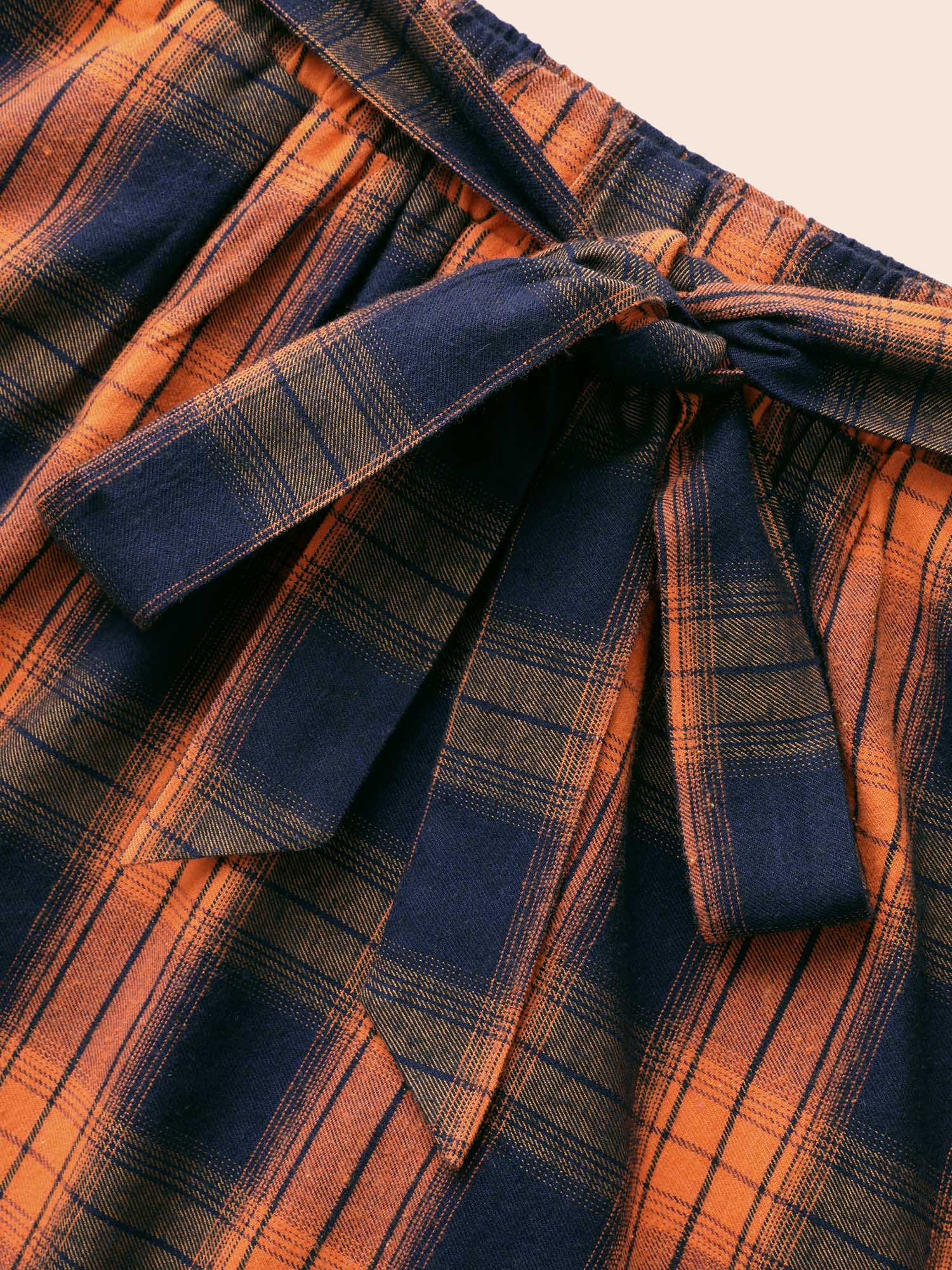 Plaid Waist Tie A-Line Skirt