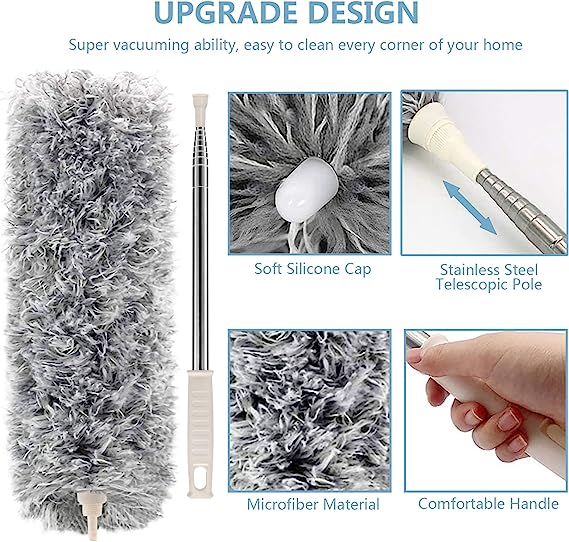 (🔥Last Day Promotion-SAVE 50% OFF)🧹30-100 Inches Retractable Washable Curved Microfiber Duster-BUY 2 GET 10% OFF & FREE SHIPPING！