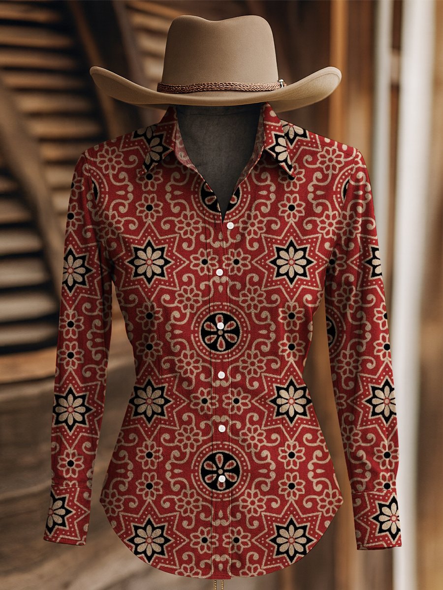 Women's Print Western Long Sleeve Shirt