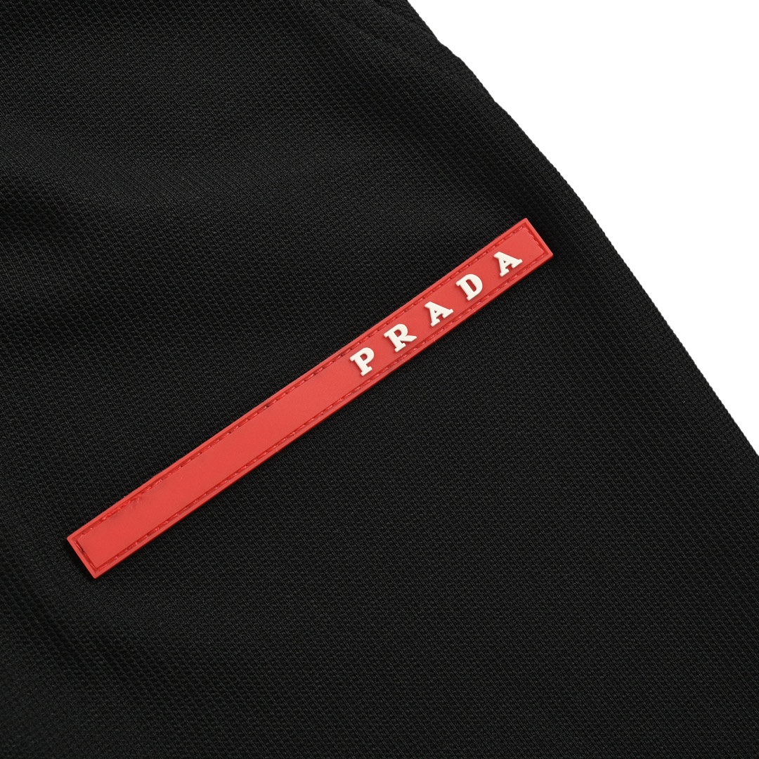 Prada Red Triangle Logo Waffle Thin Pants