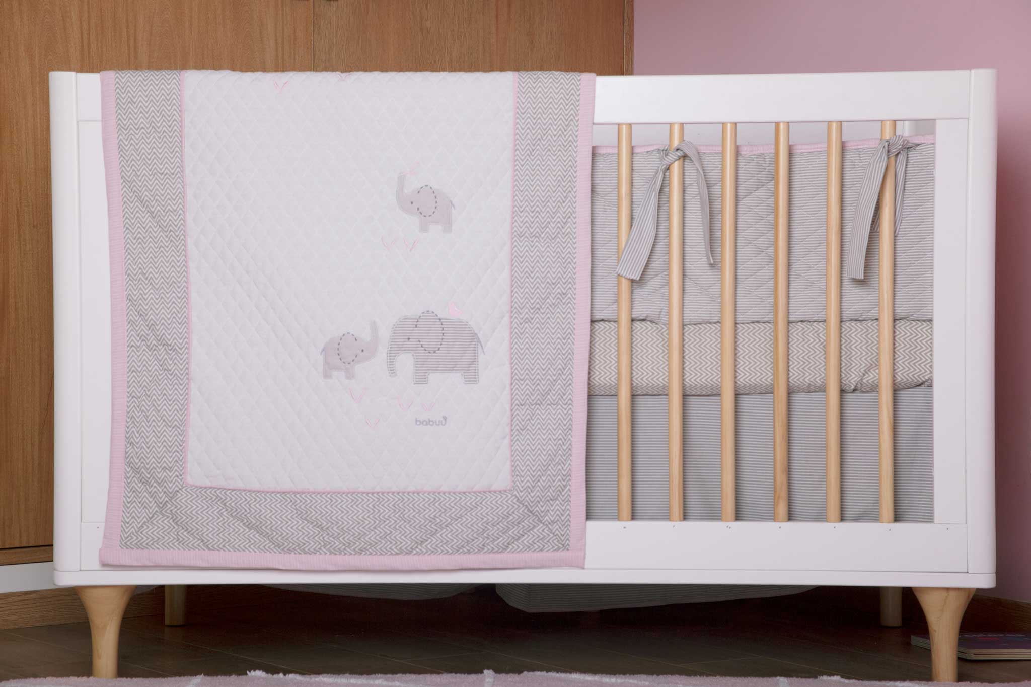 Juego de Cuna Elefante Rosa