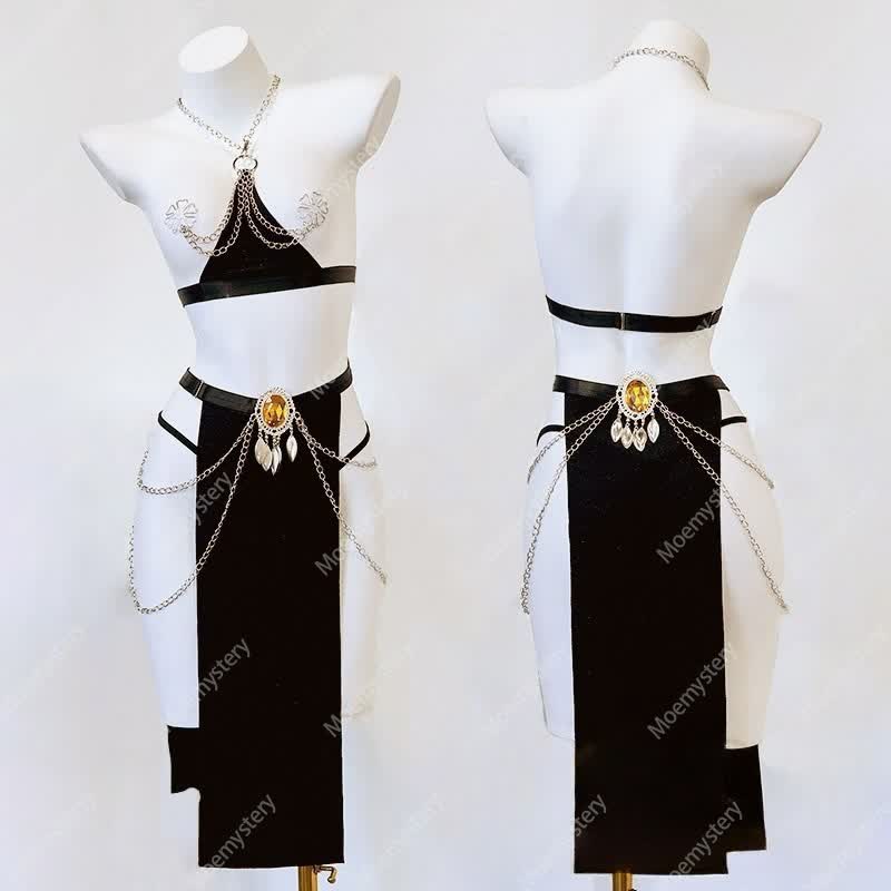 Vintage Backless Chain Lingerie Set