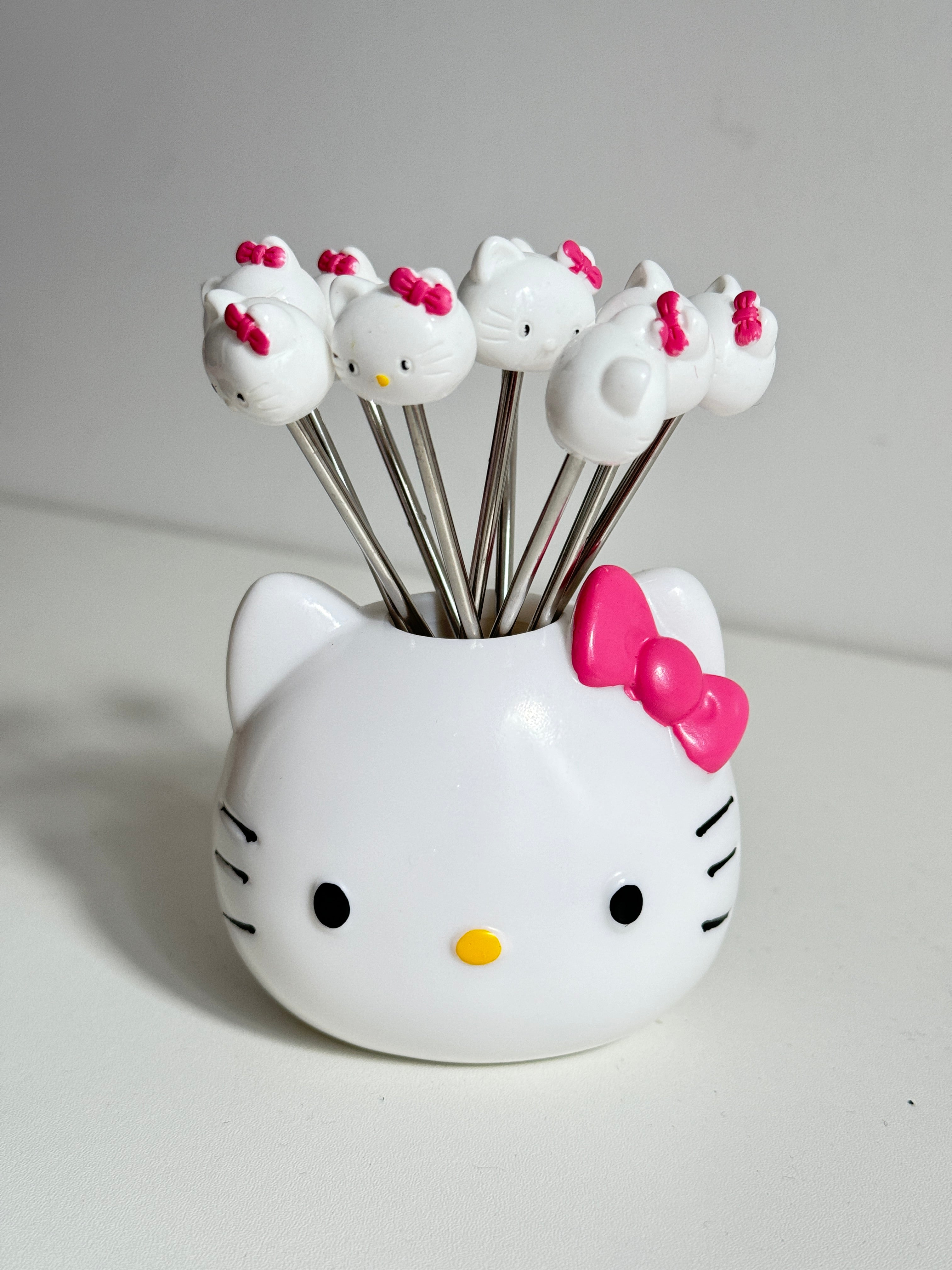 Hellokitty Set of 10 Stainless Steel Fruit forks Cute Food Fruit Picks Forks Dessert Forks for Bento Lunch Box, Party Choose