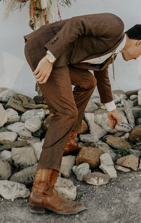 Men's Western Casual Dark Brown Fashionable Long Sleeve Jacket Blazer