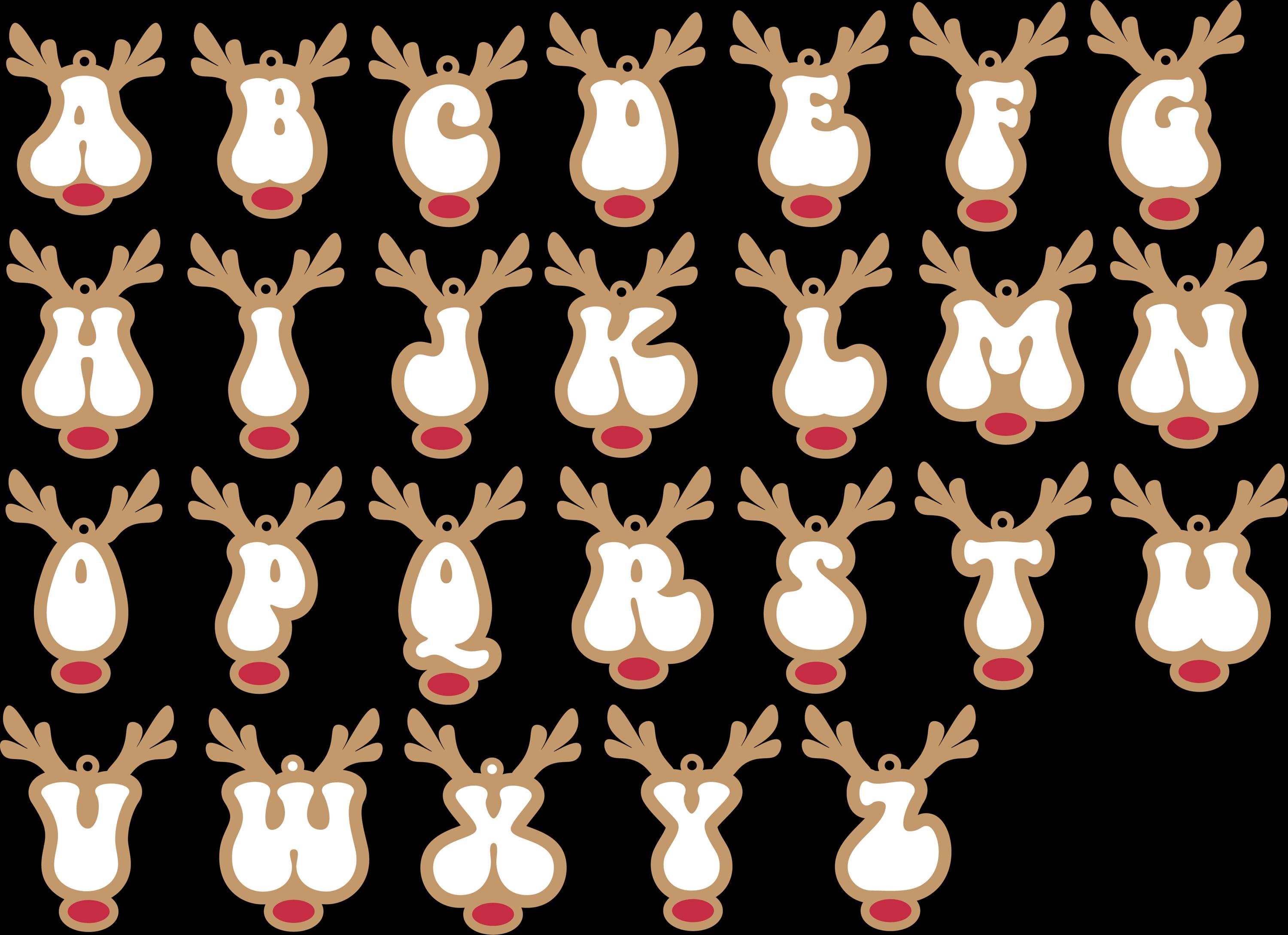 🫎🎄Reindeer Nose Letter Ornaments